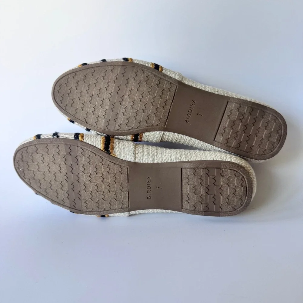 Birdies The‎ Starling Cream & Black Stripe Loafers Women's Size 7